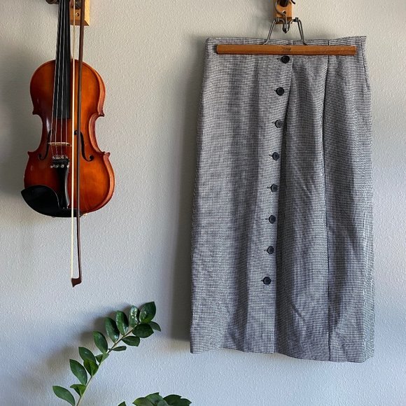 Vintage Midi Skirt in Houndstooth Print - Picture 1 of 6